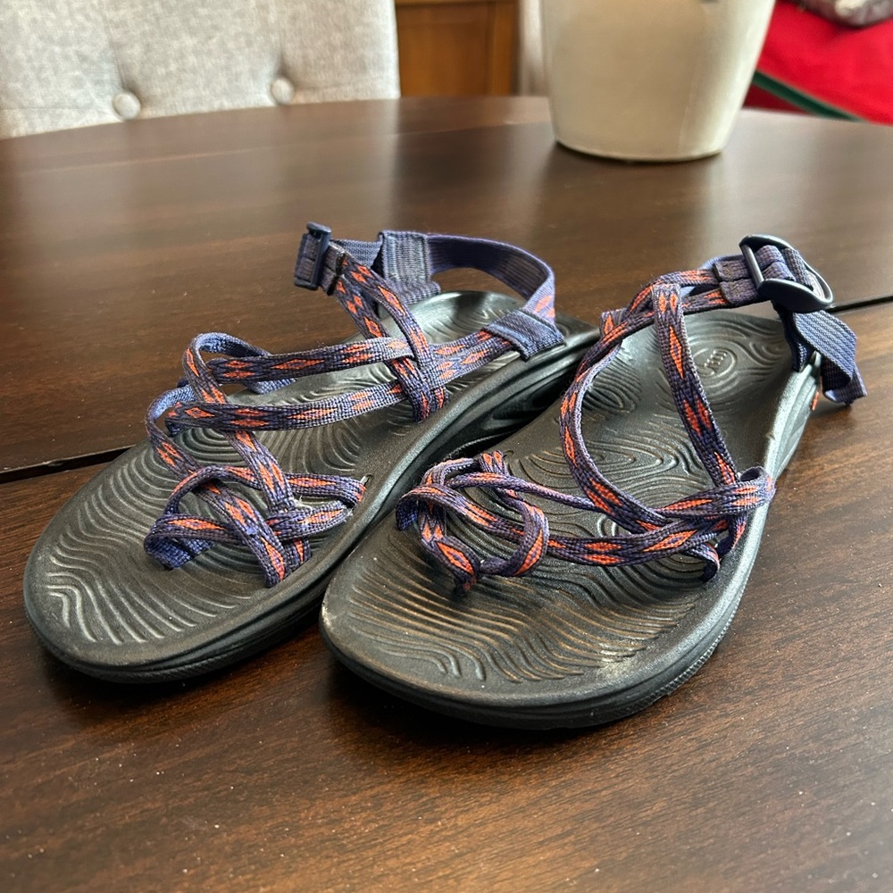 Chaco Navy and Red Strappy Sandals